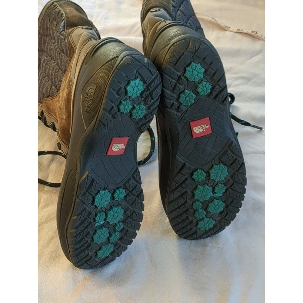 The North Face Thermoball Utility Winter Boots Tall Lace‎ Up Black Brown Sz 7
